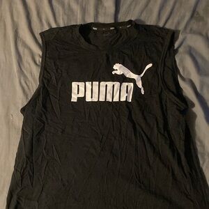 Puma Black Muscle Tee with White Logo